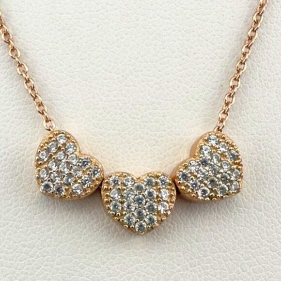 Rachel Zoe Three Hearts Pave Crystal Pendant Necklace - Picture 1 of 4